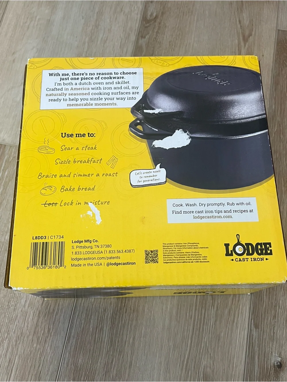 NWT Lodge Cast Iron Double Dutch Oven - 5 Quart